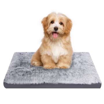 Round Dog & Cat Cave Bed with Hooded Cover, Pet Bed Hooded Plush Dog Bed Cave, Faux Fur Cuddler Comf...