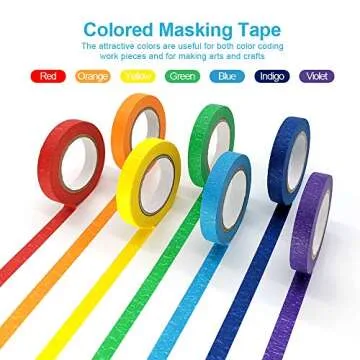 Colored Masking Tapes, 7PCS Arts Rainbow Labelling Masking Tape Fun Supplies Kit for Kids and Adults...
