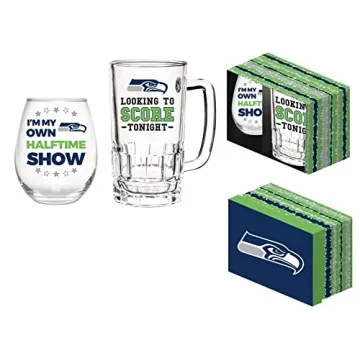 Team Sports America NFL Seattle Seahawks Gift Set - Wine Glass & Beer Mug