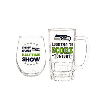 NFL Seattle Seahawks Wine Glass & Beer Mug Gift Set
