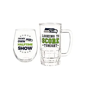 NFL Seattle Seahawks Wine Glass & Beer Mug Gift Set