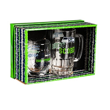 NFL Seattle Seahawks Wine Glass & Beer Mug Gift Set