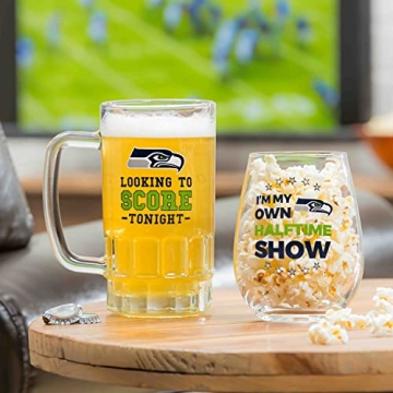 NFL Seattle Seahawks Wine Glass & Beer Mug Gift Set