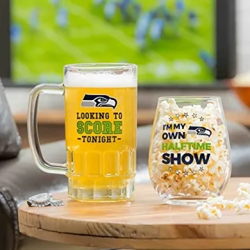 NFL Seattle Seahawks Wine Glass & Beer Mug Gift Set
