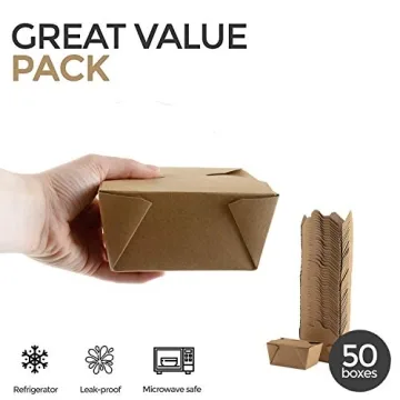 Eco-Friendly Kraft Take Out Containers - 50 Pack