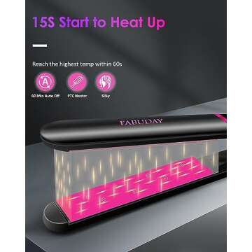 Fabuday Flat Iron Hair Straightener Dual Voltage - Heat Up Quickly, LCD Display & Auto Shut-Off, 12 Adjustable Temp Hot Iron for All Hair Types, 1 Inch Floating Ceramic Plates