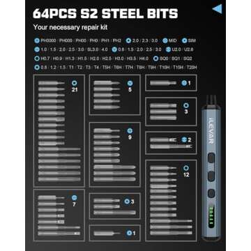 ILEVAR 68-in-1 Electric Precision Screwdriver Set - Compact & Reliable