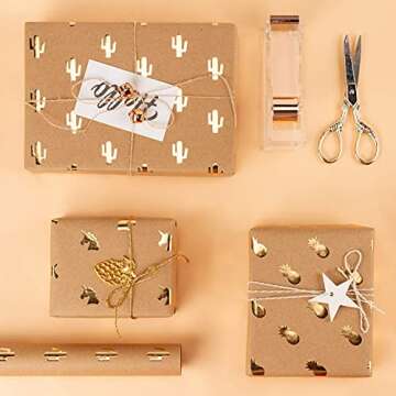Kraft Wrapping Paper with Gold Foil for Thoughtful Gifts