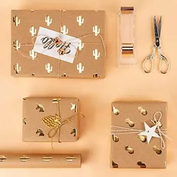 Kraft Wrapping Paper with Gold Foil for Thoughtful Gifts