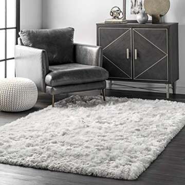 nuLOOM Silky Shag Accent Rug in Pearl White - 3x5