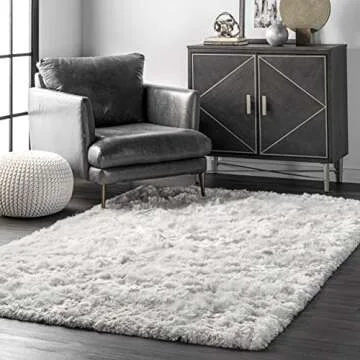 nuLOOM Silky Shag Accent Rug in Pearl White - 3x5
