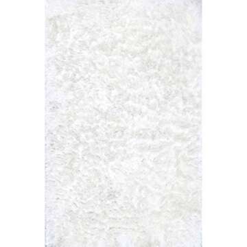 nuLOOM Silky Shag Accent Rug in Pearl White - 3x5