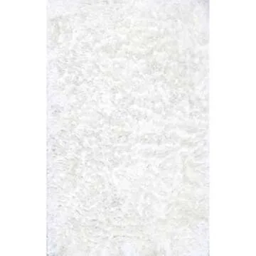 nuLOOM Silky Shag Accent Rug in Pearl White - 3x5