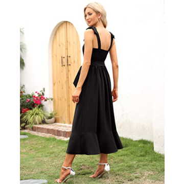Elegant Bridesmaid Square Neck Midi Dress for Weddings