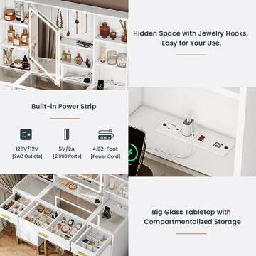 AOGLLATI Makeup Vanity with 3 Lighting Modes and Storage