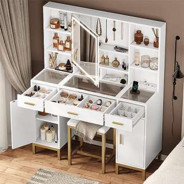 AOGLLATI Makeup Vanity with 3 Lighting Modes and Storage