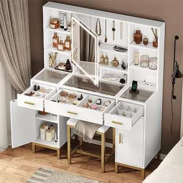 AOGLLATI Makeup Vanity with 3 Lighting Modes and Storage