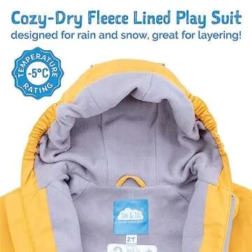 JAN & JUL Rain Suit for Baby Girls and Boys, Waterproof Coverall (Cozy-Dry: Yellow, Size: 2 Years)