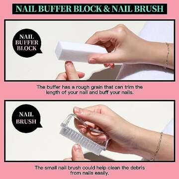 FANDAMEI Manicure Kit, Nail Files 100/180, Cuticle Nippers, Nail Buffer Block, Cuticle Pusher, Cutic...