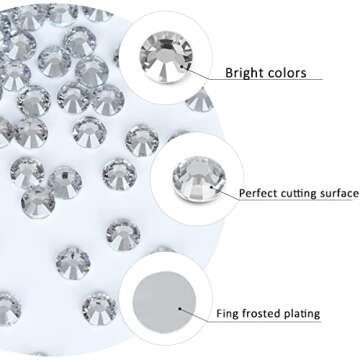 12 Grids 3792pcs Pieces Clear Flatback Rhinestones for Crafts,White Nail Gems Gemstones Crystals Jewels,Craft Glass Diamonds Stones Bling Rhinestone with Tweezers and Picking Pen(SS6~SS20 Crystal)