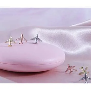 Cute Airplane S925 Sterling Silver Stud Earrings for Women