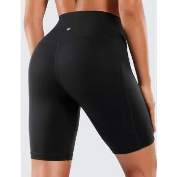 CRZ YOGA Women's Naked Feeling Biker Shorts with Pockets 8'' - High Waisted Yoga Gym Workout Spandex...