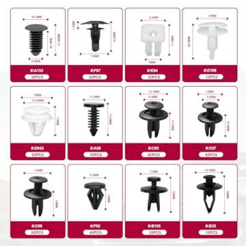 801 PCS Car Retainer Clips Fasteners - 24 Most Popular Sizes for Easy Repairs