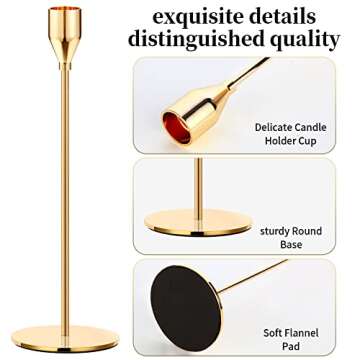 Luxury Oatnauxil Gold Candle Holders Set for Weddings