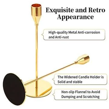 Luxury Oatnauxil Gold Candle Holders Set for Weddings