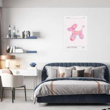 Drimiler Retro Colorful Holographic Dog Balloon Poster Funky Playful Pink Canvas Wall Art Trendy Abstract Aura Gradient Prints Painting Watercolor Funny Animal Wall Decor 12x16in Unframed