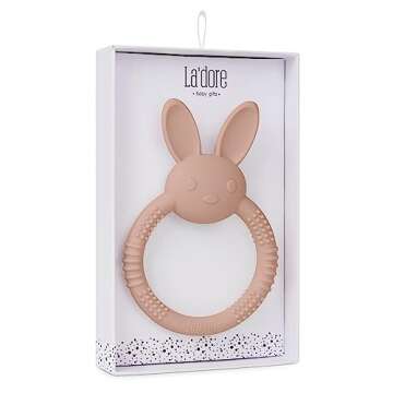Silicone Baby Bunny Teething Toys - Silicone Teether Toys for Babies 0-6 Months - Cute Animal-Shaped...