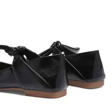 Riekhany Women’s Square Toe Ballet Flats with Bow Detail