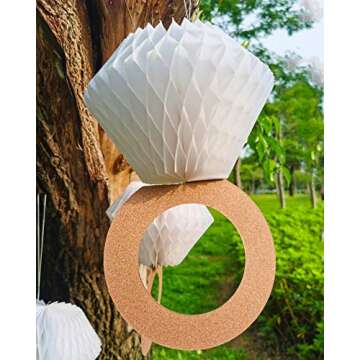 Engagement Party Decorations, Bridal Shower Supplies, Honeycomb Ring Hanging Decorations, Rose Gold Glitter Diamond Rings (3pcs), Engaged Diamond Rings Decorations for Engagement