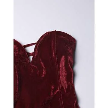 Stylish Burgundy Strapless Velvet Bodysuit for Women