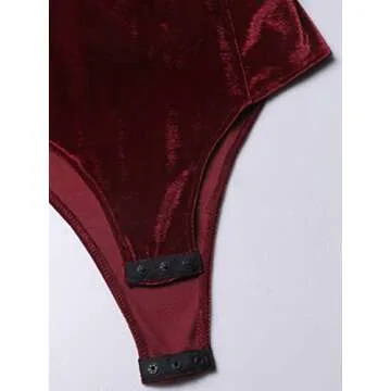 Stylish Burgundy Strapless Velvet Bodysuit for Women