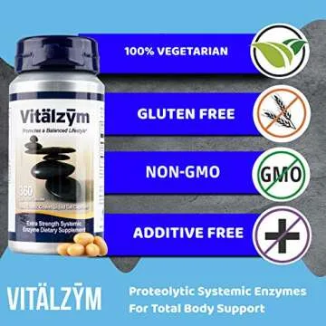 VITÄLZYM Proteolytic Systemic Enzymes Liquid Gel Capsules with Serrapeptase, Immune and Joint Support, Natural Ache Relief Plus Fertility Supplement (360 Capsules)