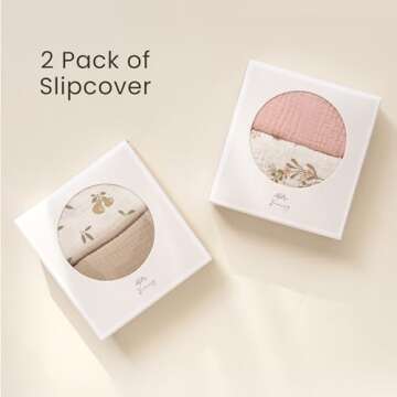 Konssy Muslin Baby Lounger Cover 2 Pack, 100% Cotton Newborn Lounger Cover, Soft and Breathable Loun...