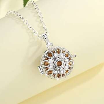 INFUSEU Aromatherapy Gifts Sunflower Necklaces for Women Essential Oil Diffuser Jewelry Lava Rock St...