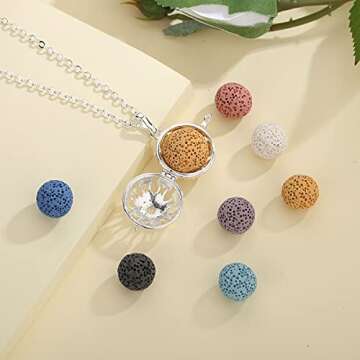 Stylish Sunflower Lava Stone Diffuser Necklace for Wellness