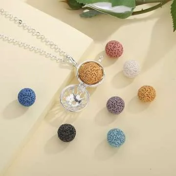 Stylish Sunflower Lava Stone Diffuser Necklace for Wellness
