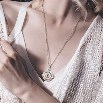 Stylish Sunflower Lava Stone Diffuser Necklace for Wellness