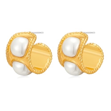 AOLIMI Gold Hoop Earrings with Pearls - Elegant & Trendy Jewelry for Women