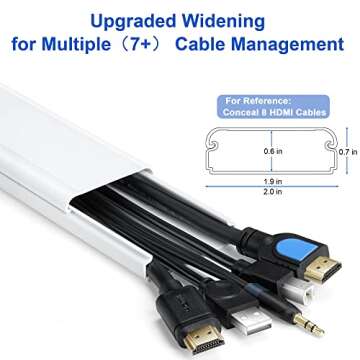 34in TV Cord Hider for Wall Mounted TV, Large Cord Cover Wall, Cable Hider TV Cable Management Kit, ...