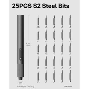 HOTO Electric Precision Screwdriver Set, 25 in 1 Magnetic Small Screwdriver Set, Mini Electric Screwdriver Set for Eyeglasses, Electronics, Watches, Phones, Laptops, Cameras Repair Kit