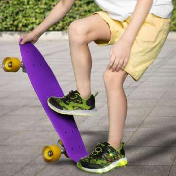 Josmo Boy's Ninja Turtles Lighted Sneakers (Toddler/Little Kid), Black/Green, 8