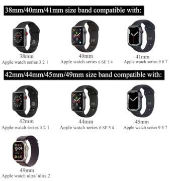 B-Great Breathable Hook and Loop Ankle Band for Compatible with 41mm Apple Watch Series 9 8 7, 40mm Apple Watch Series 6 SE 5 4 and 38mm Apple Watch Series 3 2 1 (Black, Medium)