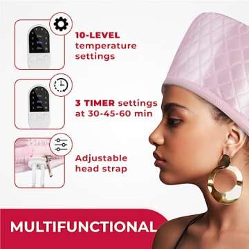 SISWOW Thermal Steamer Cap for Great Deep Conditioning With 10-level Heat for Natural Black Hair