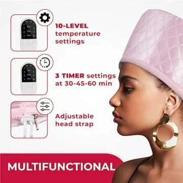 SISWOW Thermal Steamer Cap for Great Deep Conditioning With 10-level Heat for Natural Black Hair