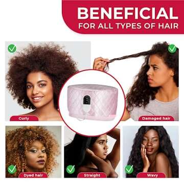 SISWOW Thermal Steamer Cap for Great Deep Conditioning With 10-level Heat for Natural Black Hair