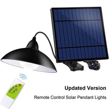 Bemexred Solar Lights Outdoor/Indoor,Remote Control Solar Powered Pendant Lights IP65 Waterproof,Auto On/Off Hanging Shed Lamp Dusk to Dawn for Barn Gazebo Storage Room Balcony Chicken Coop